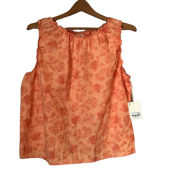 NWT ANA Shirt SZ XL Sleeveless Scoop Neck Cut Out In Back Orange Floral - Picture 1 of 10
